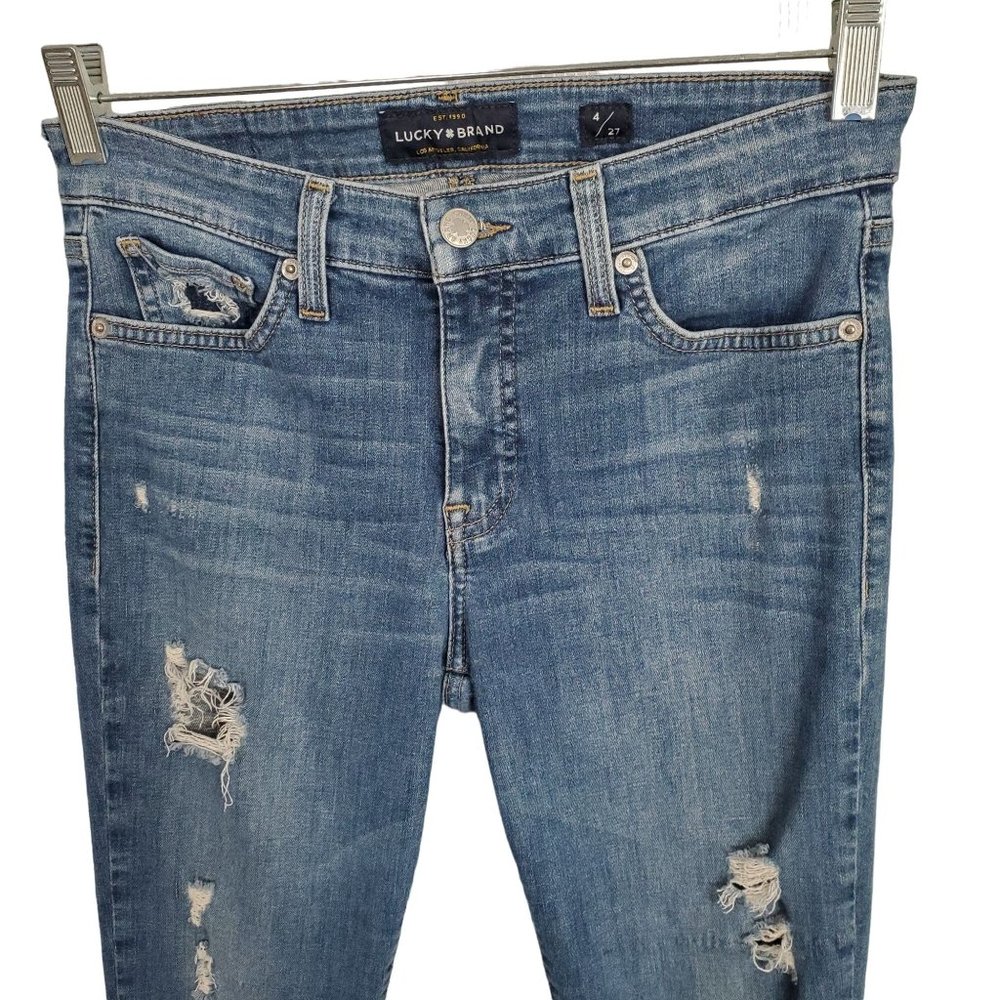 Lucky Brand Womens Size 4/27 Jeans Ava Super Skinny Denim Stretch Distressed - Picture 3 of 10
